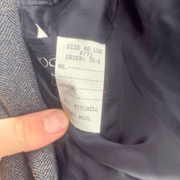 Jos A Bank Signature Wool 3 Button Sport Coat 48L Or Slim 50L Gray Houndstooth - Picture 5 of 5